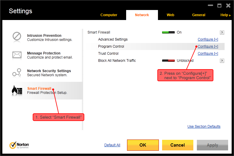 Norton Internet Security settings 2